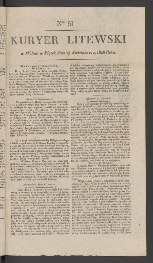 Kuryer Litewski. 1828, numer 51