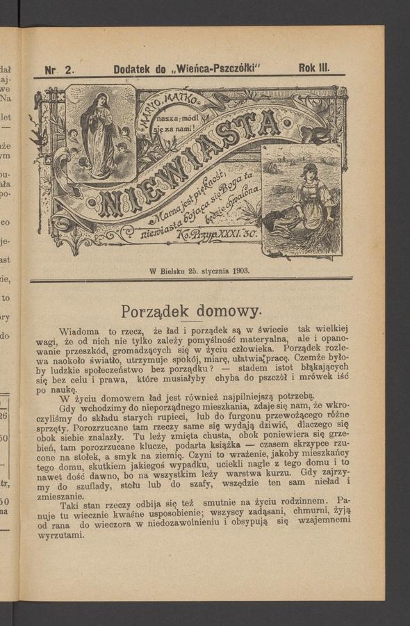 Niewiasta : dodatek do „Wieńca-Pszczółki”. Rok 3, 1903, numer 2