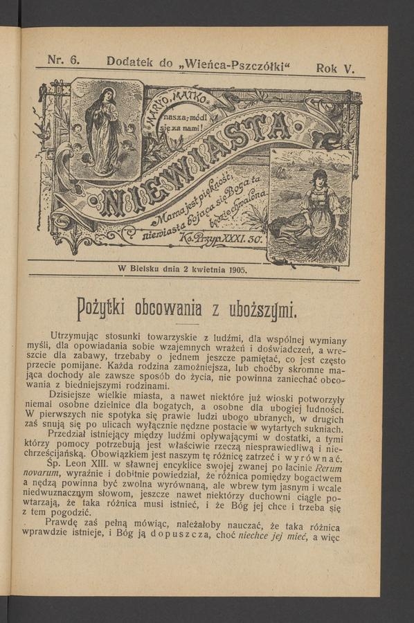 Niewiasta : dodatek do „Wieńca-Pszczółki”. Rok 5, 1905, numer 6
