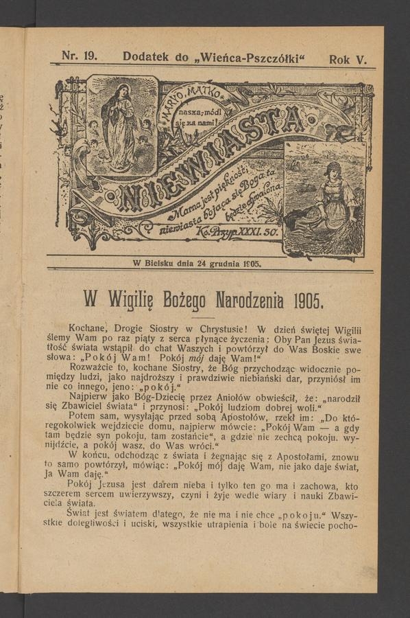 Niewiasta : dodatek do „Wieńca-Pszczółki”. Rok 5, 1905, numer 19