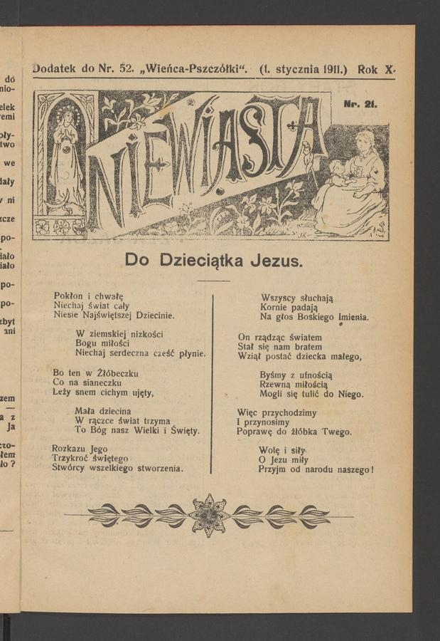 Niewiasta : dodatek do numeru 52 „Wieńca-Pszczółki”. Rok 10, 1911, numer 21