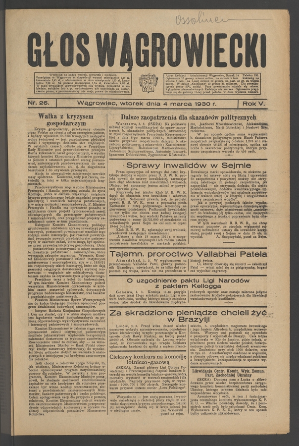Głos Wągrowiecki. Rok 5, 1930, numer 26
