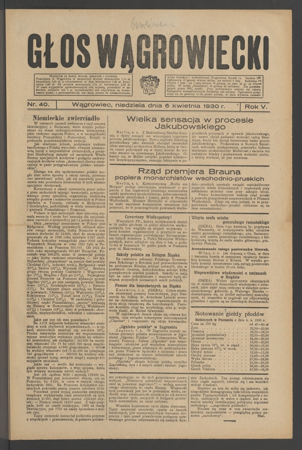 Głos Wągrowiecki. Rok 5, 1930, numer 40
