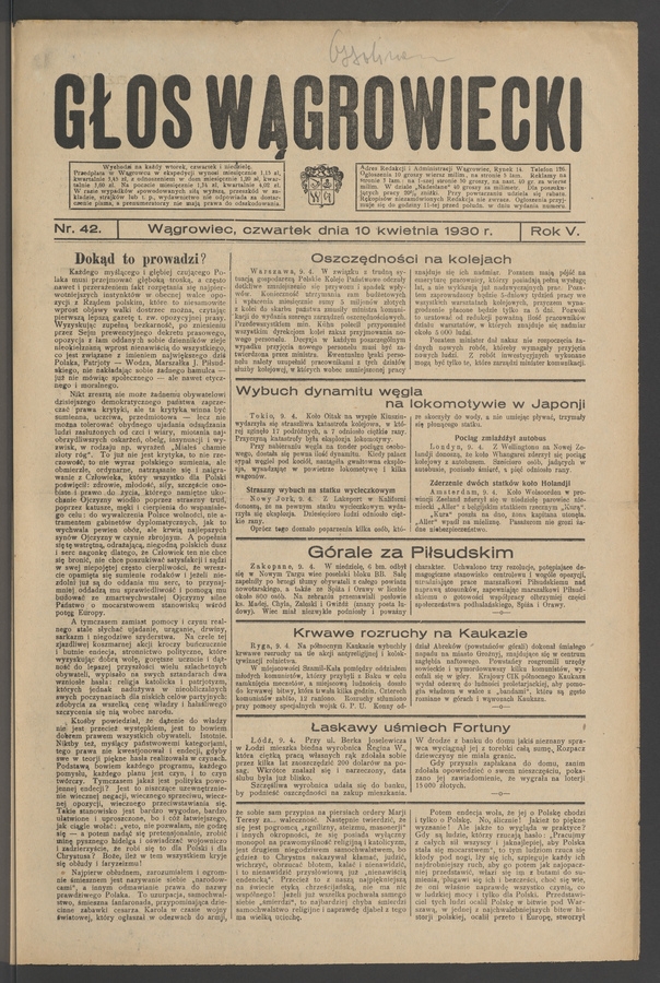 Głos Wągrowiecki. Rok 5, 1930, numer 42