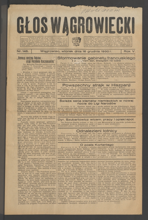 Głos Wągrowiecki. Rok 5, 1930, numer 146