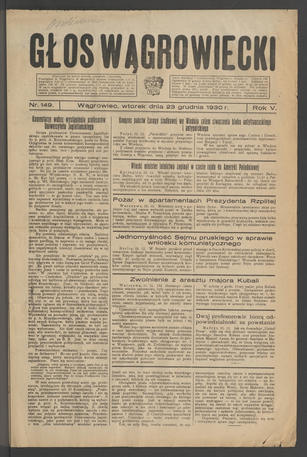 Głos Wągrowiecki. Rok 5, 1930, numer 149