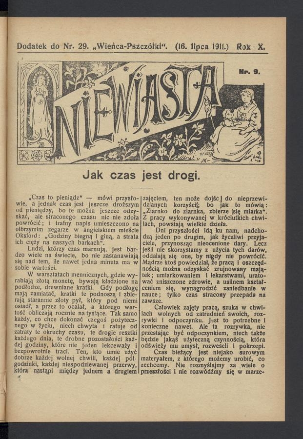 Niewiasta : dodatek do numeru 29 „Wieńca-Pszczółki”. Rok 11, 1911, numer 9