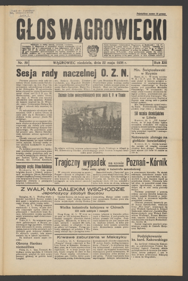 Głos Wągrowiecki. Rok&nbsp;13, 1938, numer&nbsp;59