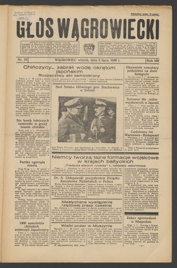 Głos Wągrowiecki. Rok&nbsp;13, 1938, numer&nbsp;76