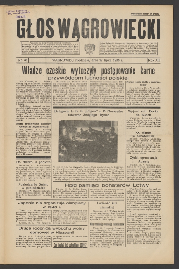 Głos Wągrowiecki. Rok&nbsp;13, 1938, numer&nbsp;81
