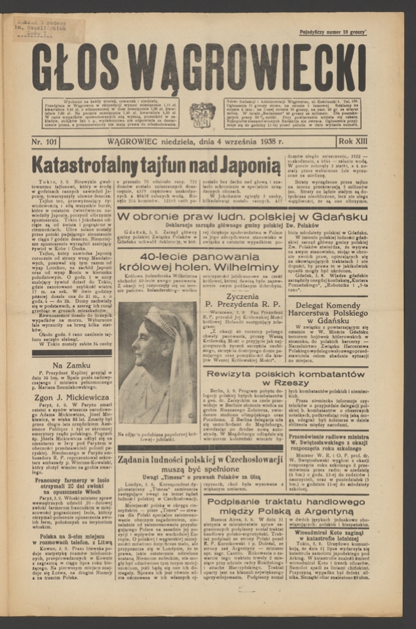 Głos Wągrowiecki. Rok&nbsp;13, 1938, numer&nbsp;101