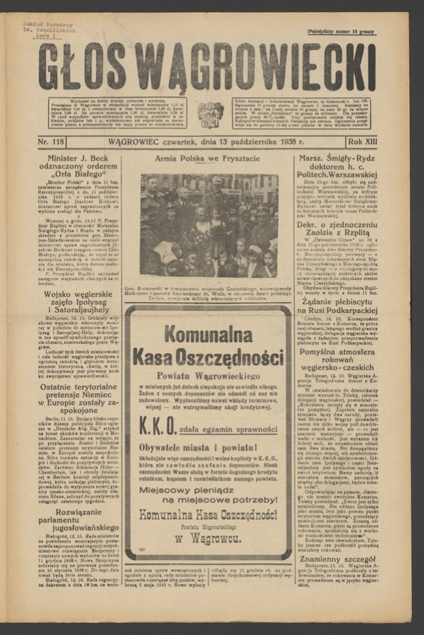 Głos Wągrowiecki. Rok&nbsp;13, 1938, numer&nbsp;118