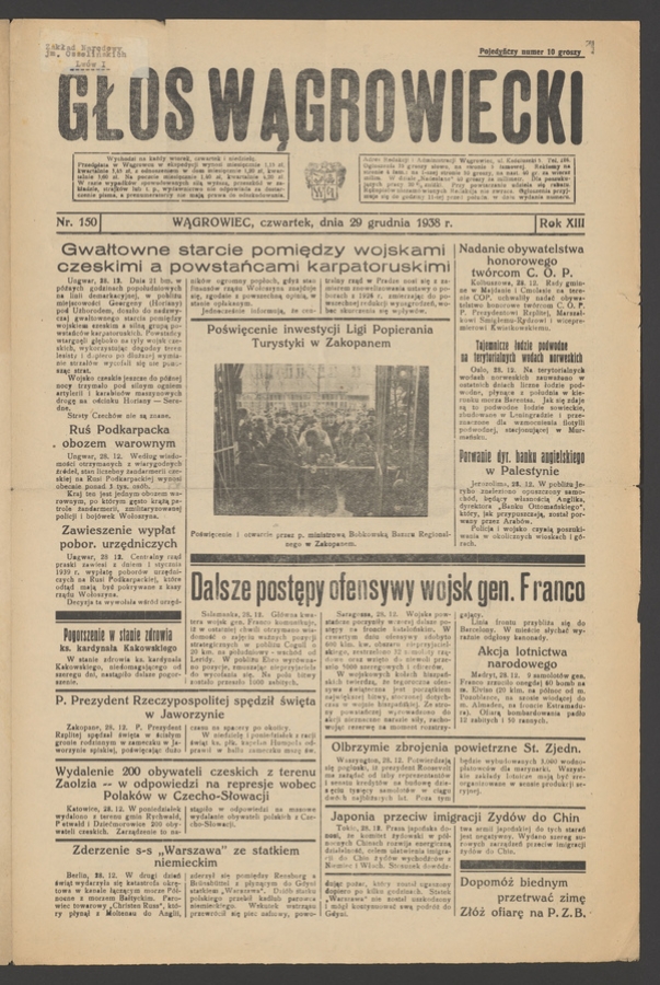 Głos Wągrowiecki. Rok&nbsp;13, 1938, numer&nbsp;150
