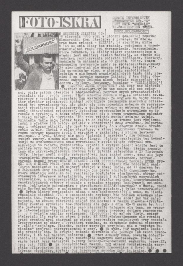Foto-Iskra&nbsp;: serwis informacyjny szeregowych członk&oacute;w &bdquo;S&rdquo; przy Zakładach Naprawczych Taboru Kolejowego Wrocław. 1988, numer&nbsp;20