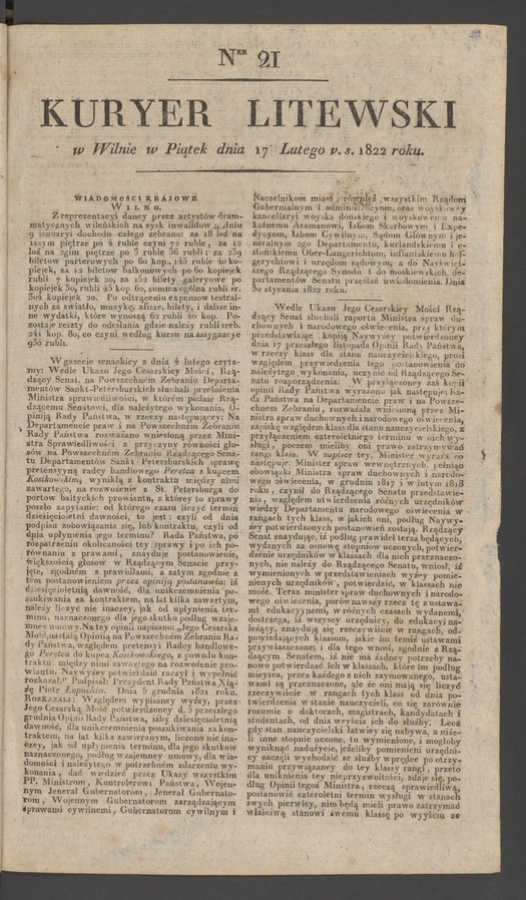 Kuryer Litewski. 1822, numer 21