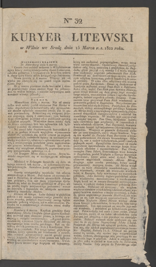 Kuryer Litewski. 1822, numer 32