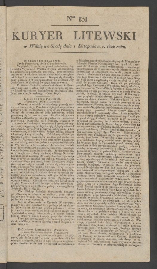 Kuryer Litewski. 1822, numer 131