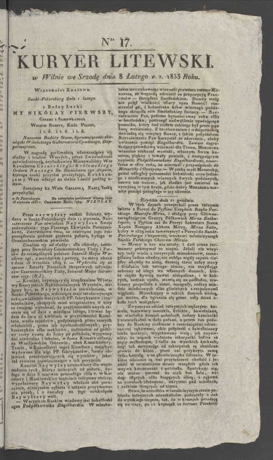 Kuryer Litewski. 1833, numer 17