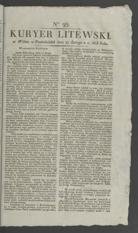 Kuryer Litewski. 1833, numer 25