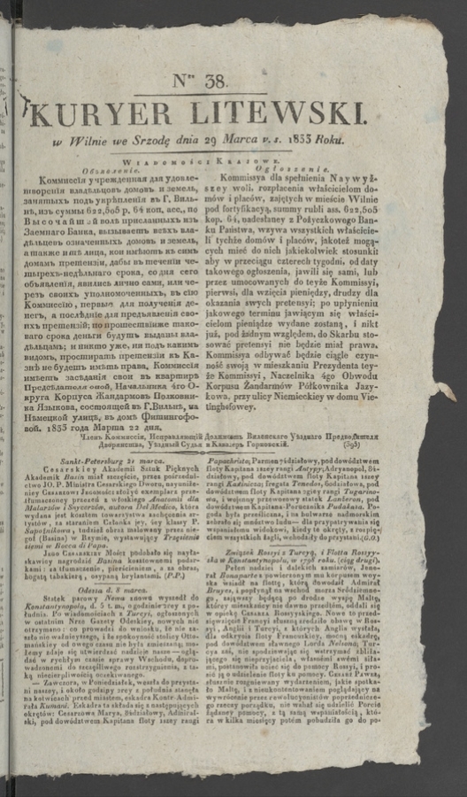 Kuryer Litewski. 1833, numer 38