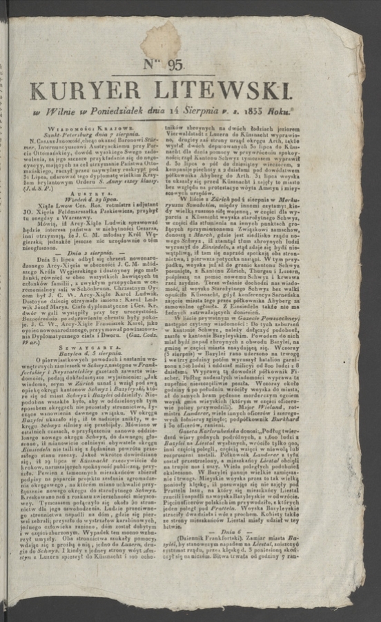 Kuryer Litewski. 1833, numer 95