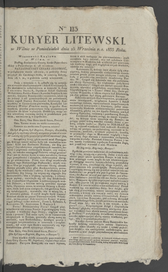 Kuryer Litewski. 1833, numer 113