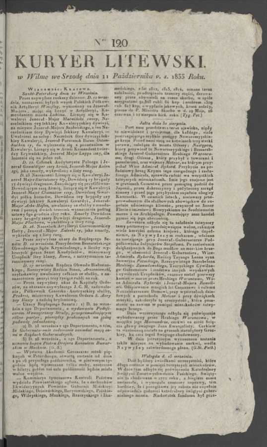 Kuryer Litewski. 1833, numer 120