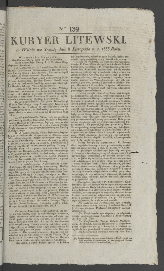 Kuryer Litewski. 1833, numer 132