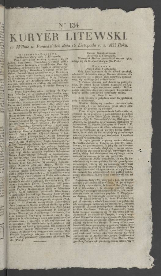 Kuryer Litewski. 1833, numer 134
