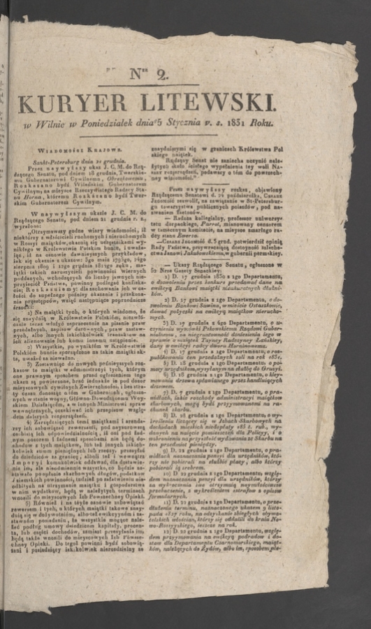Kuryer Litewski. 1831, numer 2