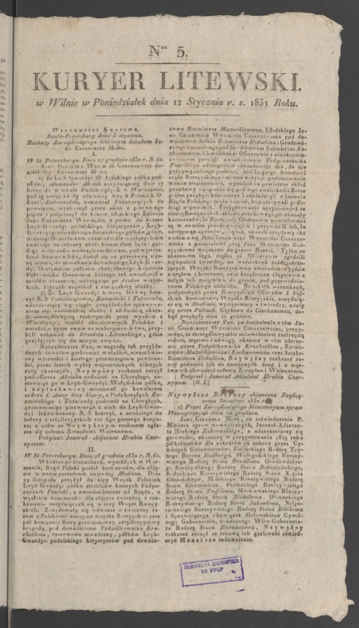Kuryer Litewski. 1831, numer 5