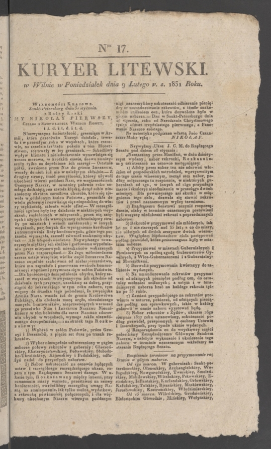 Kuryer Litewski. 1831, numer 17