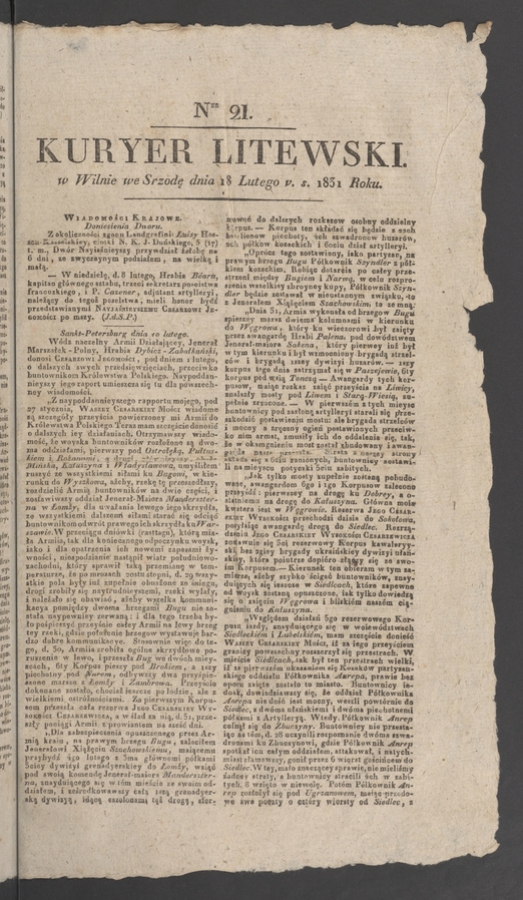 Kuryer Litewski. 1831, numer 21