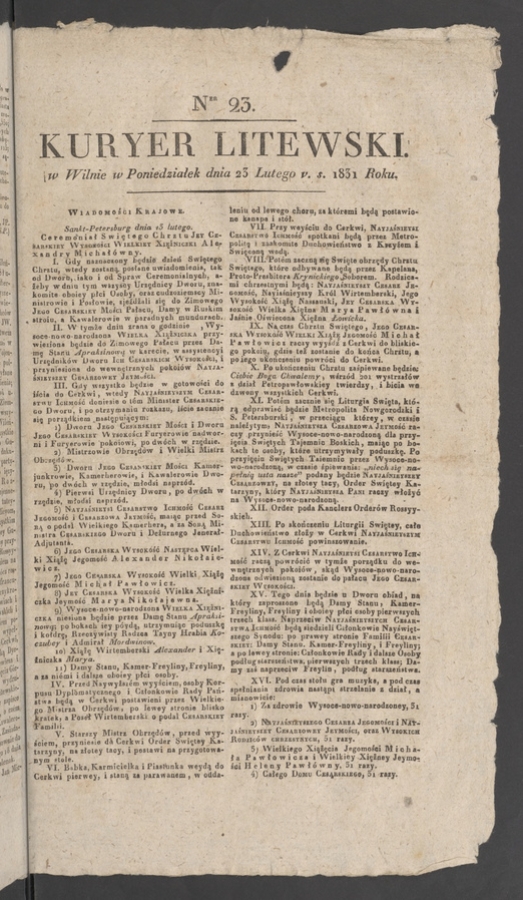 Kuryer Litewski. 1831, numer 23