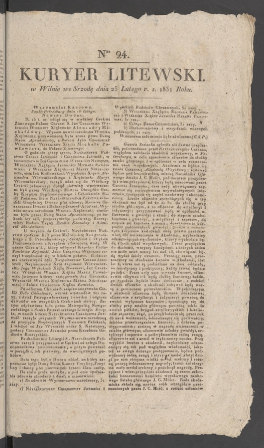 Kuryer Litewski. 1831, numer 24