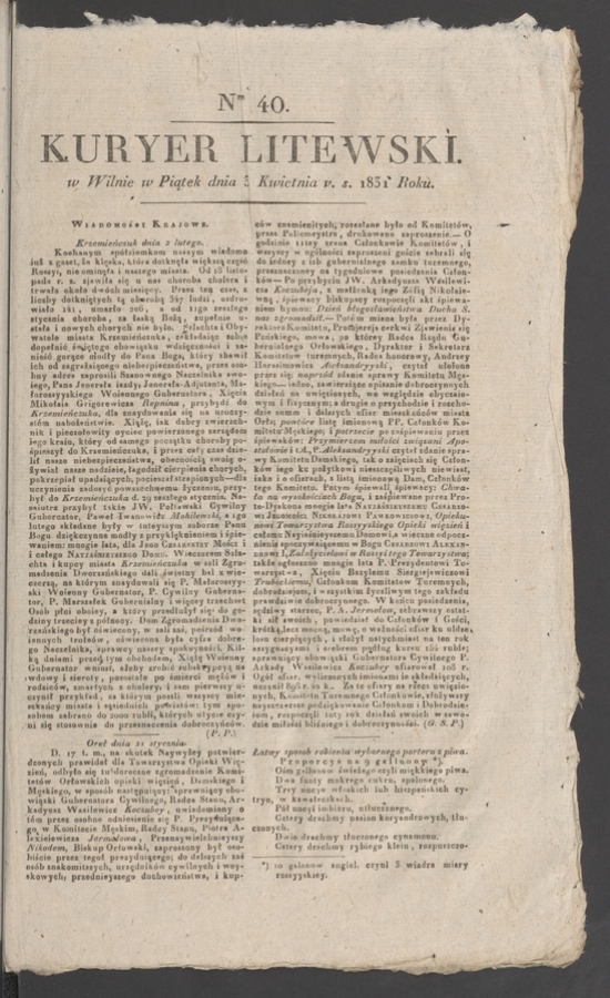 Kuryer Litewski. 1831, numer 40