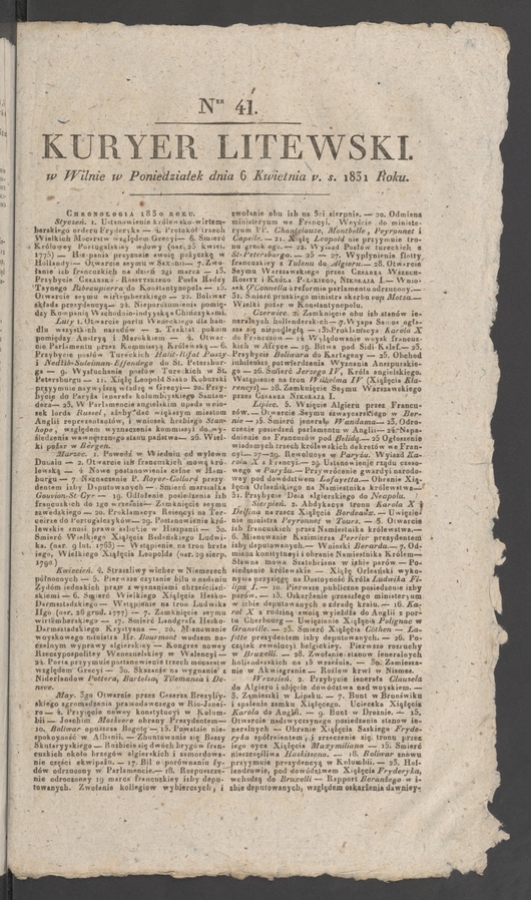 Kuryer Litewski. 1831, numer&nbsp;41