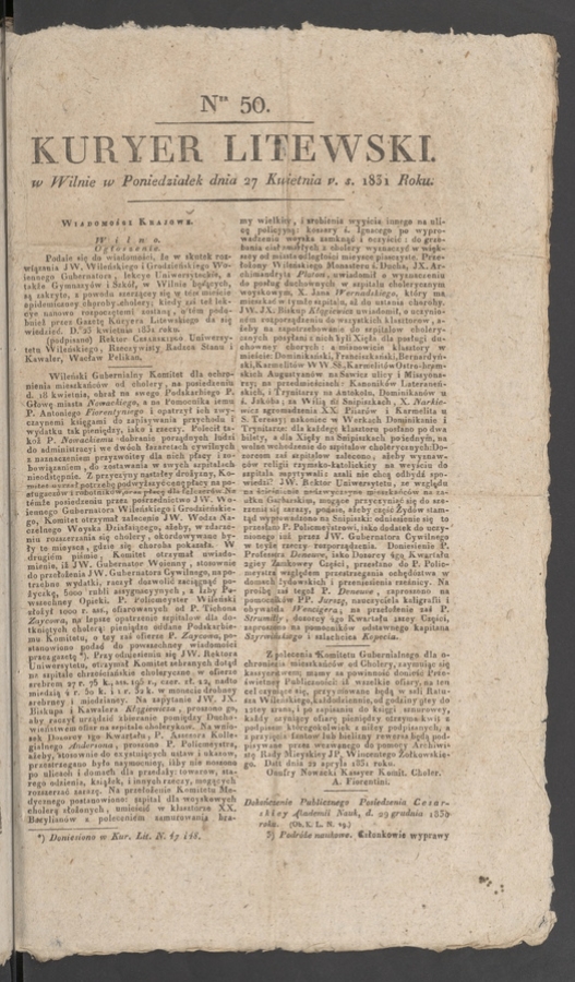 Kuryer Litewski. 1831, numer 50
