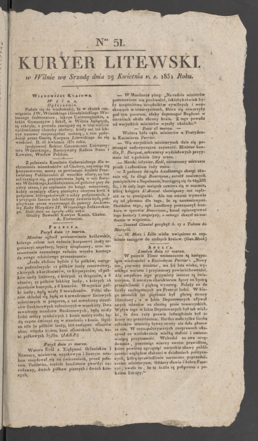 Kuryer Litewski. 1831, numer 51