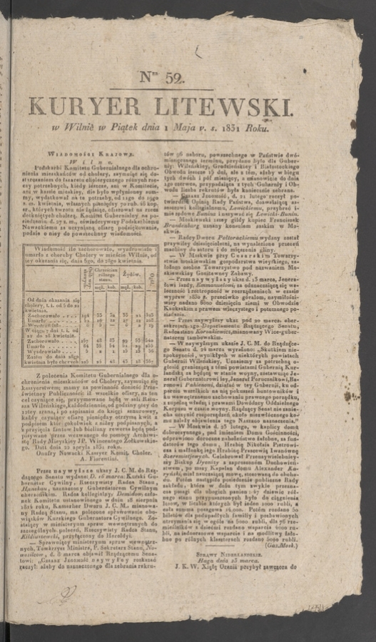 Kuryer Litewski. 1831, numer 52
