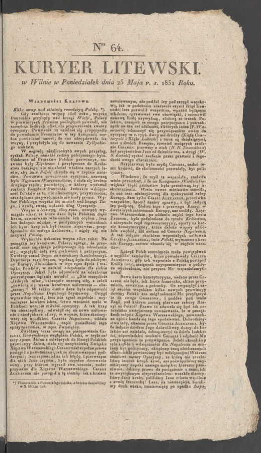 Kuryer Litewski. 1831, numer 64
