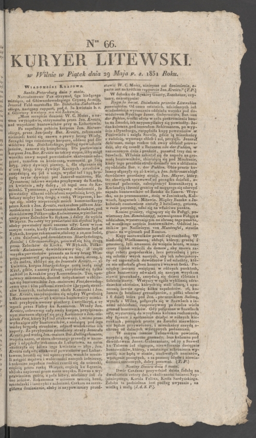 Kuryer Litewski. 1831, numer 66