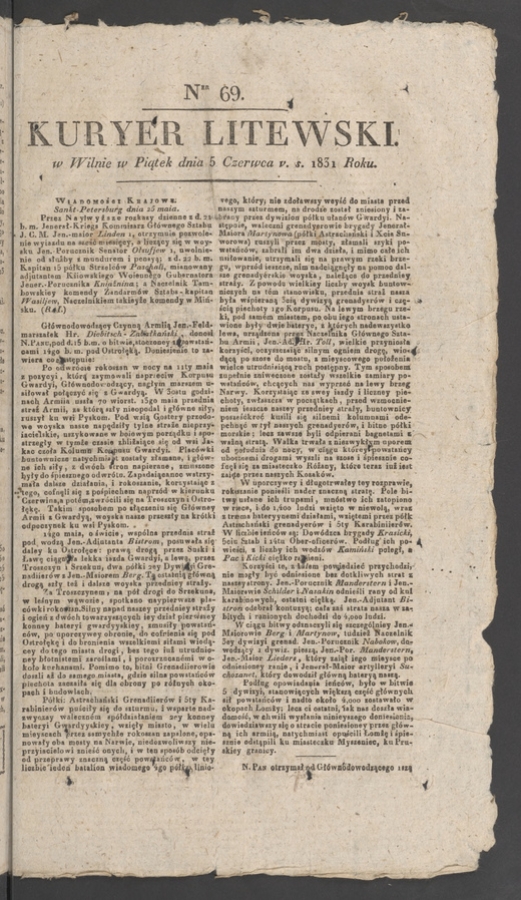 Kuryer Litewski. 1831, numer 69