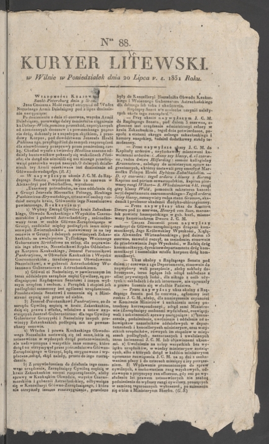 Kuryer Litewski. 1831, numer 88