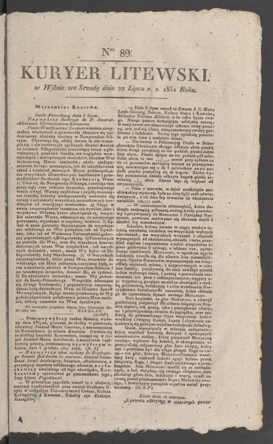 Kuryer Litewski. 1831, numer 89