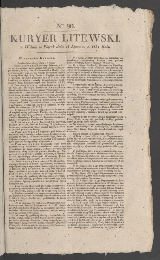 Kuryer Litewski. 1831, numer 90