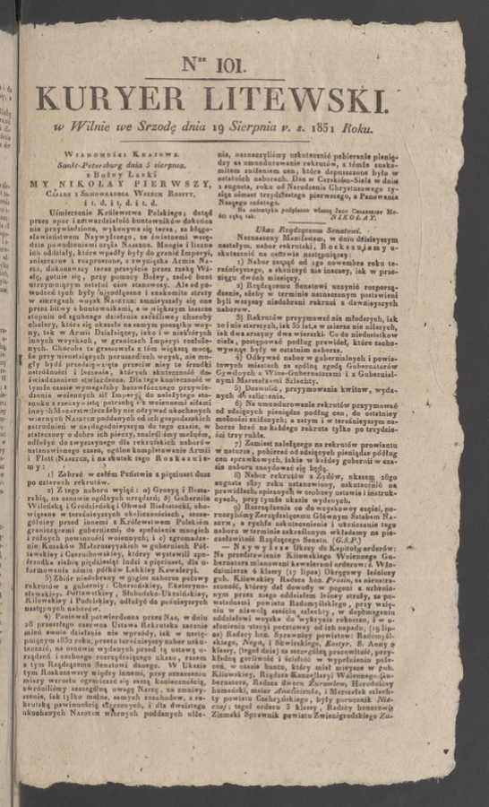 Kuryer Litewski. 1831, numer 101