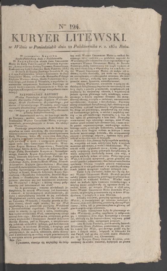 Kuryer Litewski. 1831, numer 124