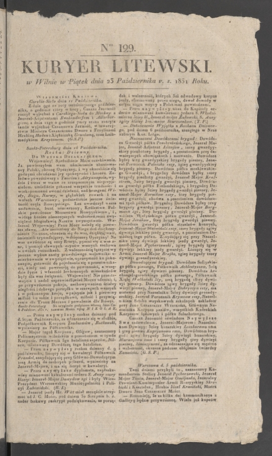 Kuryer Litewski. 1831, numer 129