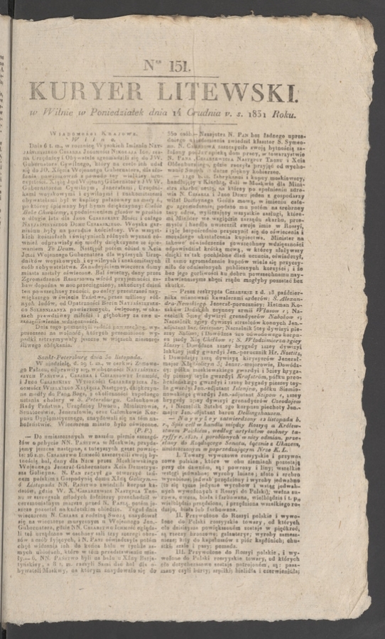 Kuryer Litewski. 1831, numer 151